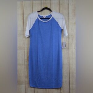 LuLaRoe Julia Blue and White Midi Dress